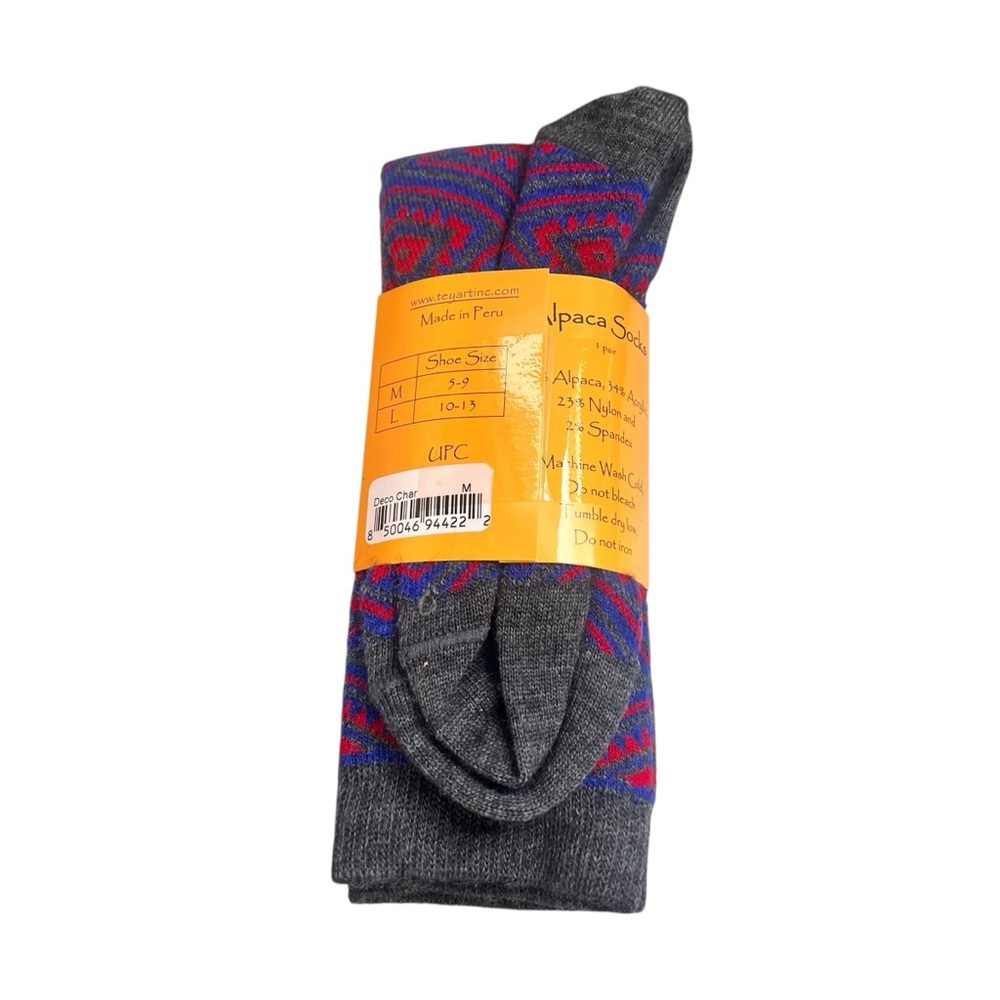 Alpaca Arte Alpaca Blend Socks Men’s Deco Char Print NEW - Picture 3 of 5